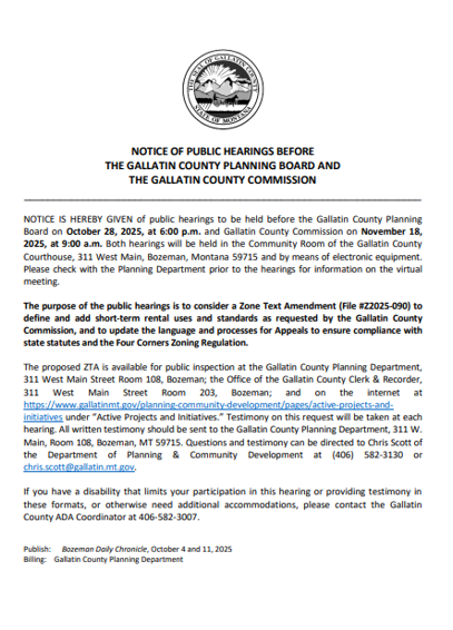 🎯 STRisker: Bulletin - Gallatin County, MT